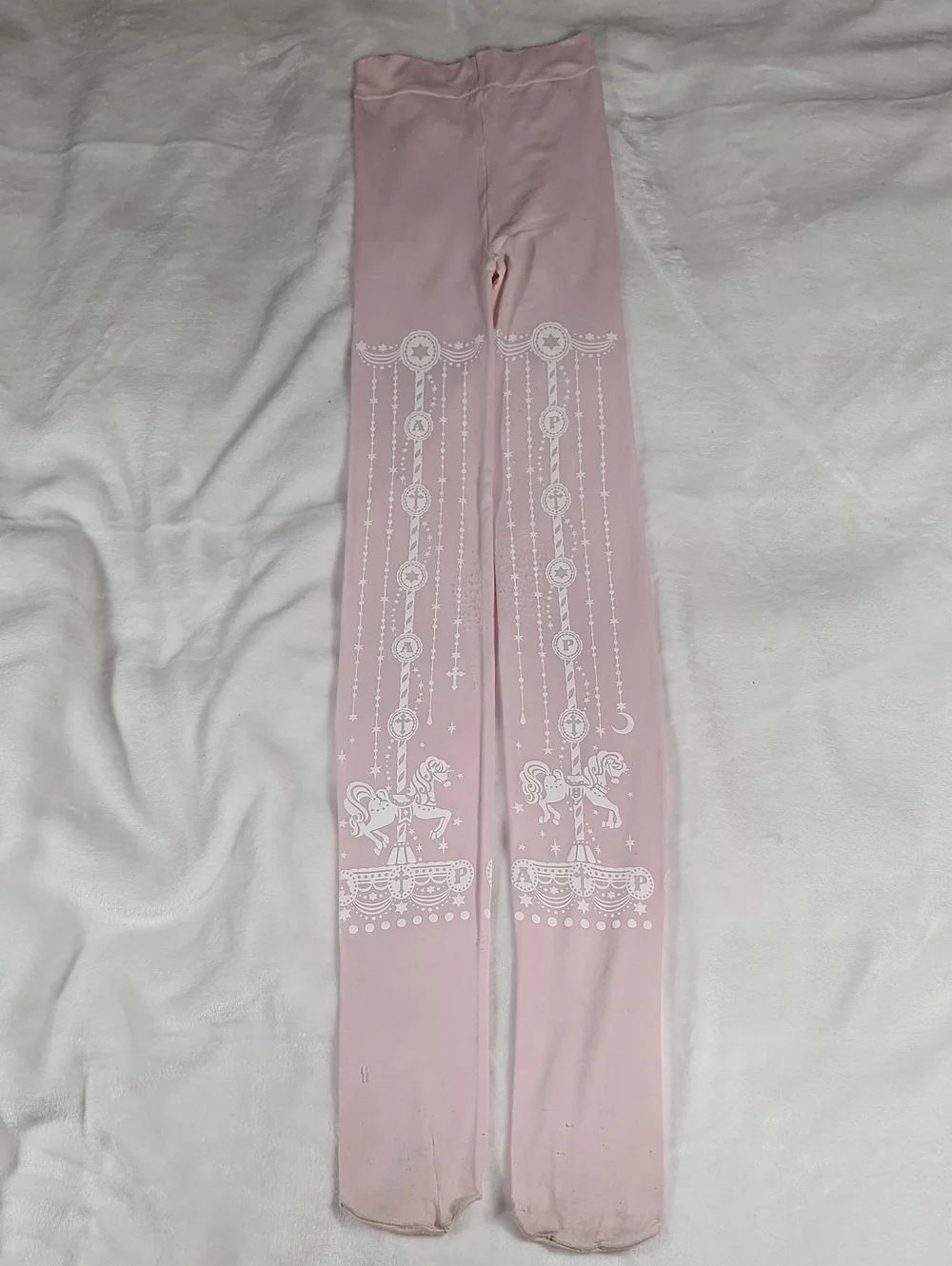 Angelic Pretty Pink Carousel Horse Print Tights | Sweet Lolita Accessory 🎠🎀